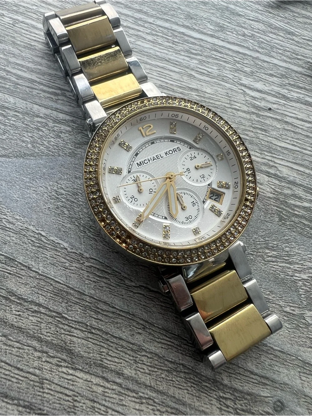Michael Kors Two-Tone Gold & Silver Crystal-Trim Chronograph Watch